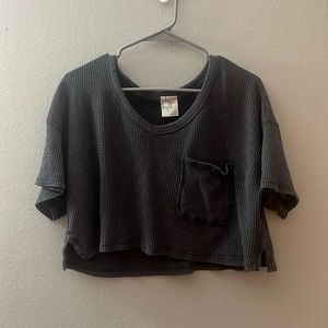 Dark grey cropped aerie offline top